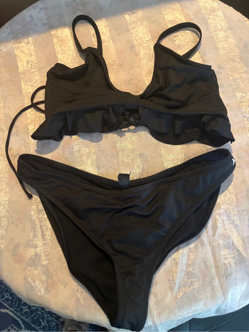 Hurley Black Ruffle Two-Piece Bikini